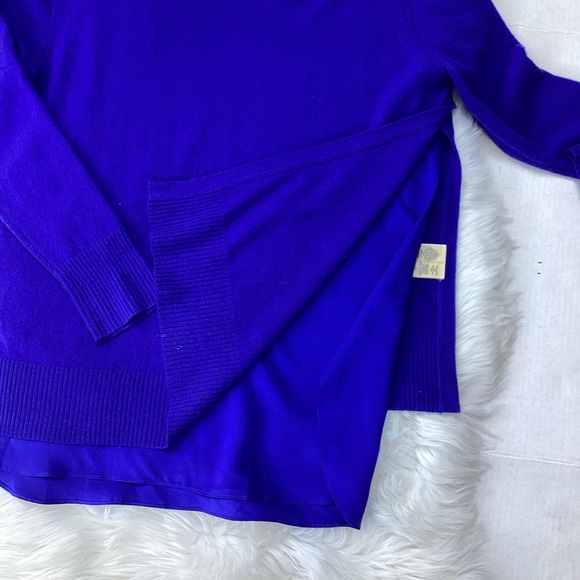 Magaschoni New York Layered 100% Cashmere Sweater Royal Blue M - Picture 2 of 8